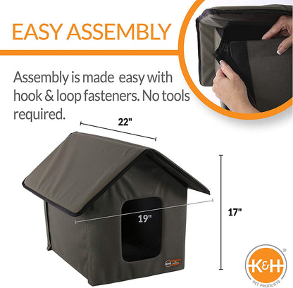 Original Outdoor Heated Kitty House Cat Shelter 19 X 22 X 17 Inches - Heated or Unheated