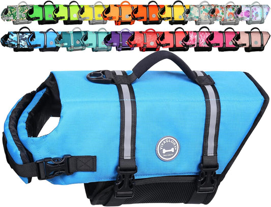 Ripstop Dog Life Vest, Reflective & Adjustable Life Jacket for Dogs with Rescue Handle for Swimming & Boating