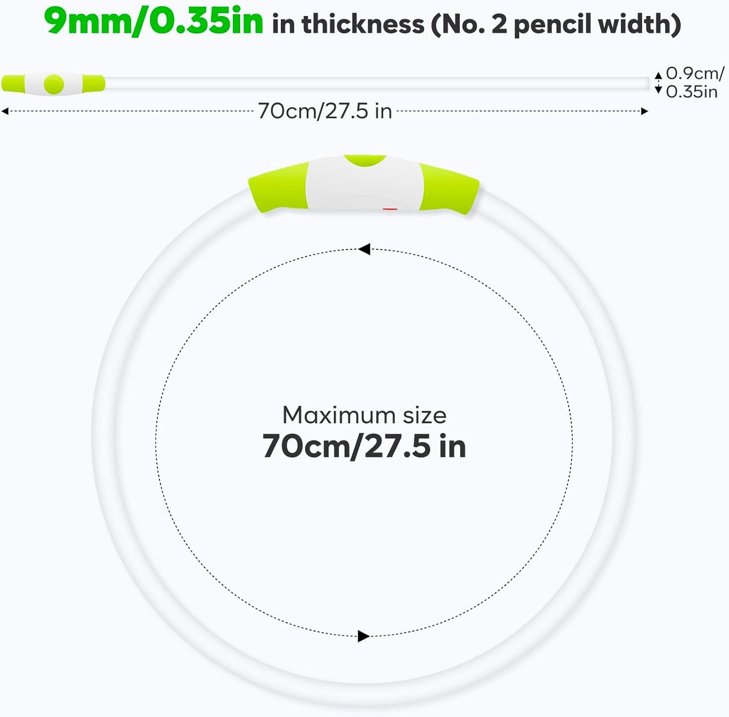 Light up Dog Collars - Rechargeable LED Dog Collar, Waterproof Glow in the Dark Puppy Collar, Lighted Dog Collar Lights for Night Walking (Green)