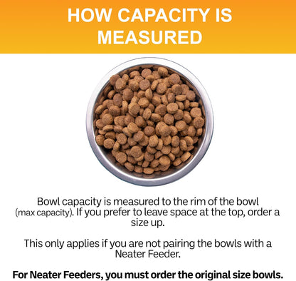 Stainless Steel Dog and Cat Bowls (2 Pack) Neater Feeder Deluxe or Express Extra Replacement Bowl (Metal Food and Water Dish) (1.5 Cup Deep)