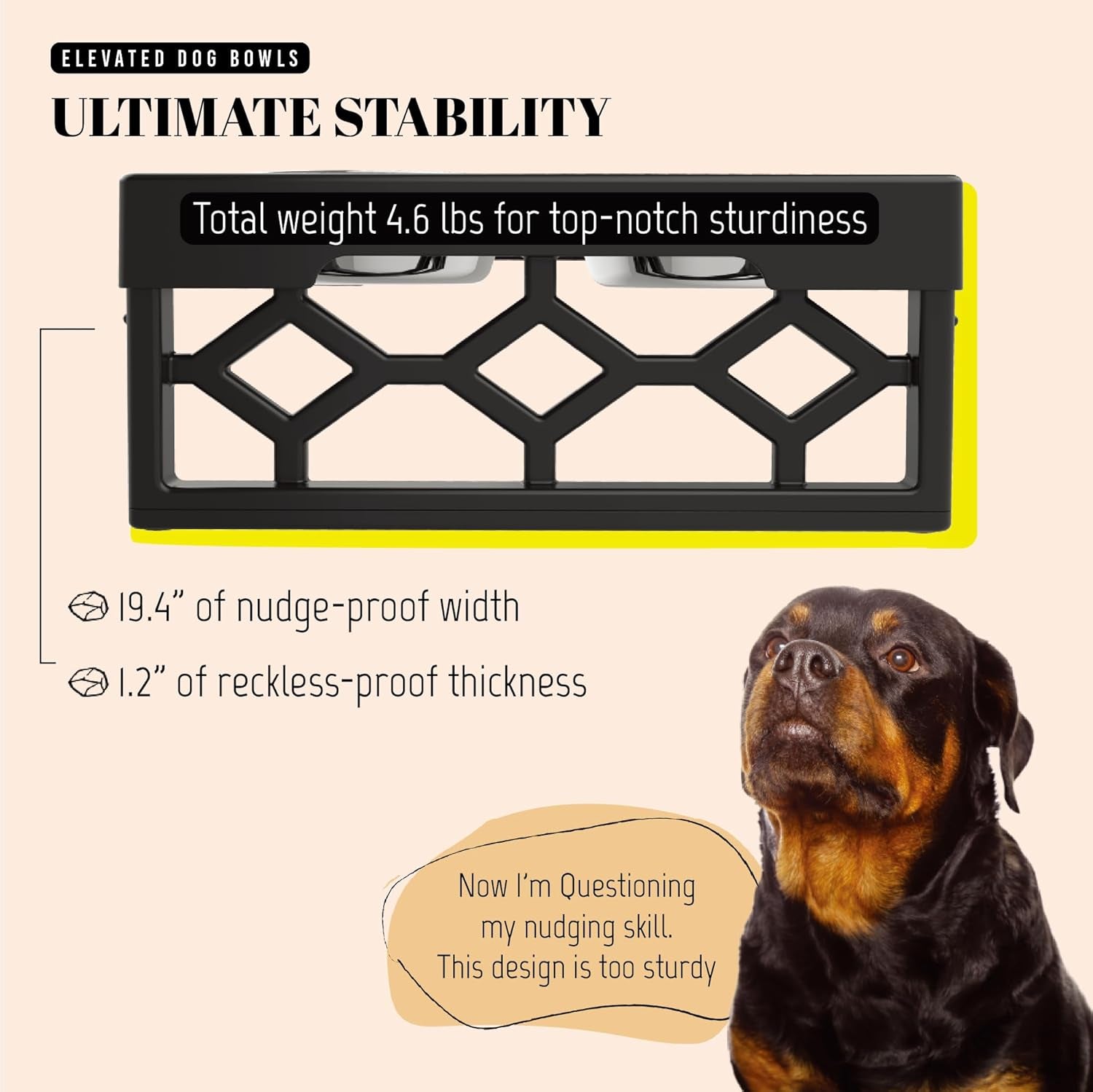 Large Elevated Dog Bowls Stand - Adjustable Raised Pet Food Feeder Station for Medium/Large Sized Dogs - Anti-Slip 4 Height Stand with 2 Stainless Steel Large Dog Food & Water Bowls Dish Set