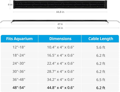 Classicled plus LED Aquarium Light with Timer, 32 Watts, for 48 to 54 Inch Fish Tank Light, Daylight and Moonlight Cycle, Brightness Adjustable